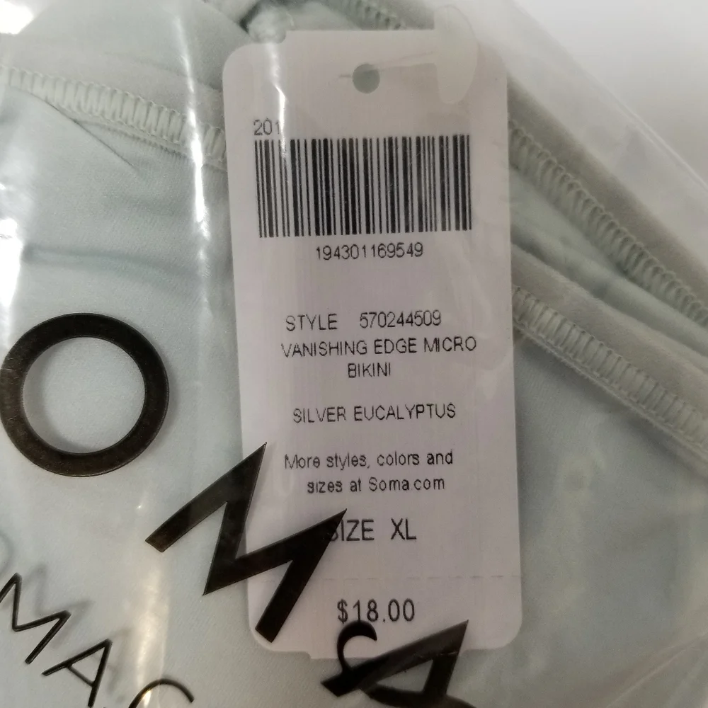 SOMA VANISHING EDGE Microfiber Bikini Panty Silver Eucalyptus XL